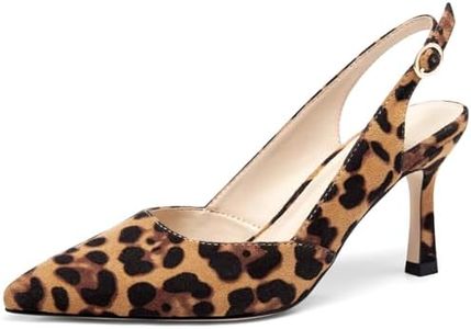 Rilista Women's Slingback Kitten Heels Closed Pointed Toe Wedding Party Dress Pumps Shoes, Leopard, Size 8