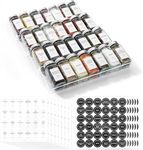 Clear Acrylic Spice Drawer Organizer with 28 Spice Jars, 360 Spice Labels, Chalk Marker and Funnel Set, 4 Tier Seasoning Rack Tray Insert for Kitchen Drawers, 13" Wide x 19" Deep