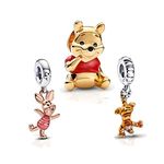 Oomibo 925 Sterling Silver Charms mouse robot love key Beads Fit for Original European Us Bracelets Charms DIY Jewelry 3 Piece/set, Small, Sterling Silver, Cubic Zirconia