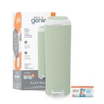 Diaper Genie Platinum Diaper Pail, Sage Green - Made in Durable Stainless Steel and Includes 1 Easy Roll Refill with 18 Bags