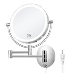 KEDSUM 8-Inch 1X/10X Wall Mounted Magnifying Makeup Mirror with Lights, 3 Color Modes Lighted Vanity Mirror with Magnification, Double Sided Swivel Mirror for Bathroom, Touch Button Adjustable Light