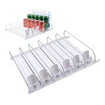 Drink Organizer for Fridge, 6 Rows Adjustable Width Automatic Pusher Glide, Self Pushing Soda Can Organizer for Refrigerator, Large Capacity, Automatic Drink Dispenser for Fridge