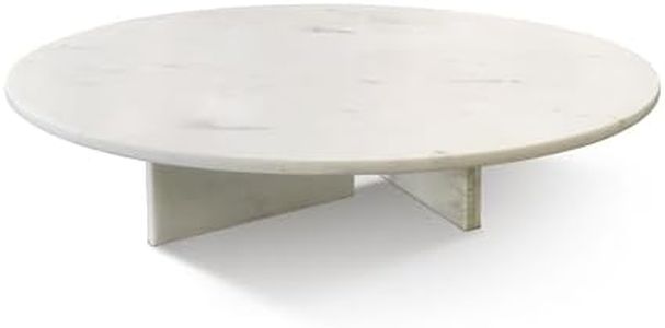 Yozma 35.4 Inch Diameter Round Coffee Table, White And Natural | Marble, Metal