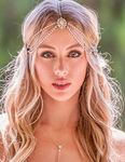 Missgrace Women Bohemian Rhinestones Gold Silver Head Chain Hair Accessories for Bridal and Girls (Gold)