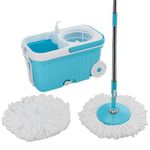 Presto! Plastic Elite Spin Mop With Bigger Wheels And Auto- Fold Handle, Blue, 2 Refills