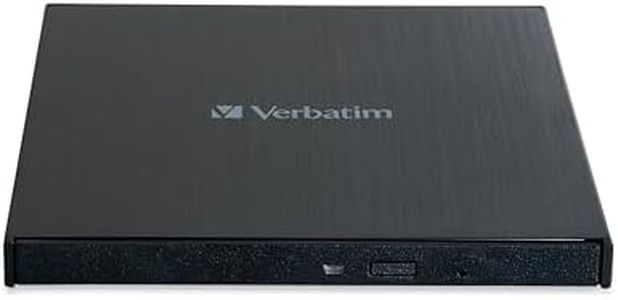 Verbatim External Slimline CD DVD Blu-Ray Writer USB 3.2 Gen 1 Drive M-Disc Ready Compatible with Windows 8/10/11 Mac OS X 10.6 or higher Blu-ray Burner with free 25GB Blu-ray disc