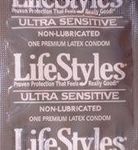 Lifestyles Ultra Sensitive non-lubricated Condom Quantitiy 100 LOW SHIPPING!