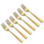 FNS Montavo Alexa Gold Stainless Steel Dinner Fork Set of 6 for Dining Table, Home and Kitchen