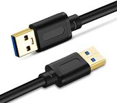 TanQY USB 3.0 A to A Male Cable 1.8M, USB to USB Cable,USB Male to Male Cable Double End USB Cord with Gold-Plated Connector for Hard Drive Enclosures, DVD Player, Laptop Cooler (1.8M)