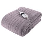 Silentnight Comfort Control Heated Throw Blanket - Luxury Fleece Electric Heated Overblanket for Sofa Bed with 9 Heat Settings, Fast Heat-up and Safety Shut Off - Machine Washable - 120x160cm - Grey