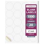 NextDayLabels - Laser/Ink Jet White Labels (2" Round for None Bleed Printing - 20 Per Page | 1000 Labels)