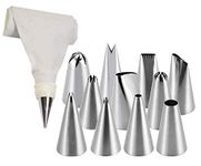 Royals 12PC Nozzle Set for Cake Decorating Set Stainless Steel Frosting Piping Nozzles Topping Tools Reusable and Washable Cupcake Making Tools Easy to Use