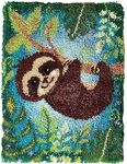 SxLingerie Latch Hook Kit for Adults DIY Rug Making Kits with Preprinted Canvas Cute Sloth Pattern Unfinished Crochet Embroidery Carpet Set Shaggy Decorations 20.5''x15''