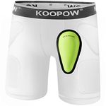 KOOPOW Youth Boys Padded Sliding Shorts Slider Pads with Soft Protective Athletic Cup for Baseball, Football, Lacrosse (Medium, White)