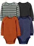 Simple Joys by Carter's Baby Boys' 4-Pack Long-Sleeve Thermal Bodysuits, Rust/Navy/Stripes, 0-3 Months