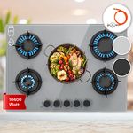 Klarstein Gas Cooker, 5 Burners Gas Hob, 10400W Built in 5 Ring Electric Hob, Campervan Cooktops Gas Cookers, Stainless Steel Glass Top Wok Burner, 5 Ring Kitchen Stoves LPG Cooker Gas Burners Units