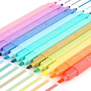 HANKU Highlighters, Aesthetic Cute Pastel Highlighters Assorted Colors, 12 Pack Dual Tip Bible Highlighters and Pens No Bleed, Smooth Writing Pastel Markers for Bible Book Planners Journaling