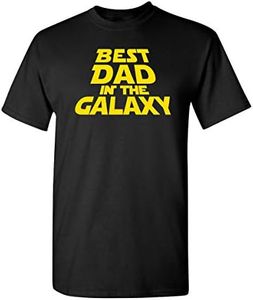 Best Dad in The Galaxy Fathers Day Graphic Funny T Shirt XL Coal Black