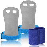 FINGER TEN Gymnastics Hand Grips Wristbands Sets for Girls Youth Kids, Bar Grips Palm Protection Wrist Support for Kettlebells Sport Tennis Workout Exercise Yoga Athletic (L, Blue)