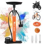 Bike Pump with Pressure Gauge - 11 Bar / 160 Psi Floor Bicycle Pump with Both Presta & Schrader Valves - Portable Air Pumps Bike Tyre Pump for Road Bike, Mountain Bike, E-Bikes, MTB, Balls