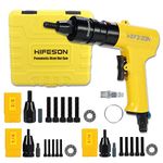 HIFESON Pneumatic Rivet Nut Gun with 1/4 & 5/16 & 3/8 Self-Locking Head Gun,Quick-Change Mandrels,Industrial Grade Adjustable Speed Air Rivnut Gun