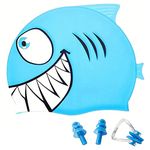 Proberos® Swimming Cap for Boys Girls with Ear Plug and Nose Clip, Waterproof Silicone Swimming Cap Ideal for All Head Shape, Swimming Cap for Kids Age 3-5