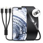 [Dual-Lens] Endoscope Inspection Camera with Light, 1080P Borescope Camera with 6+1 Adjustable LED Lights, Semi-Rigid Snake Cable 9.8FT, IP67 Waterproof for iPhone, iPad, Cool Gadgets for Men