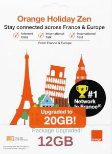 TSIM Europe Sim Card 30 Days with 20GB Data | Orange Holiday with 4G / 5G Network | Unlimited Local Calls | 30 Minutes + 200 Texts to Worldwide