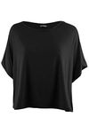 Fashion Star Women Short Sleeve Round Neck Baggy T Shirt Top Black Plus Size (UK 16/18)