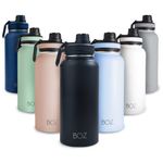 BOZ Stainless Steel Water Bottle XL (1 L / 32oz) Wide Mouth, BPA Free, Vacuum Double Wall Insulated (Matte Black)