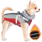 AUTOWT Winter Dog Coat for Small Dogs, Waterproof Dog Coats Warm Dog Jacket with Built in Harness, Adjustable Reflective Fleece Lining Dog Cold Weather Coat Furry Clothes for Puppy Winter Snow, XS