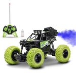 SOL Toys Rc Monster Smoke Rechargeable Remote Controlled Car, 5 Function 1:18 Rc Car Toys for Boys 2Wd Offroad High Speed Remote Car Toys, Motor RC Cars for Kids (Green, Smoke Effect)