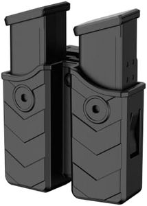 OWB Double Magazine Holster, Universal Magazine Holder for 9mm/40/45 Dual Stack Magazines fit Glock/S&W/Ruger/Sig Sauer/Taurus/Beretta/Springfield/CZ/Walther/H&K Mags, Adjustable Belt-Clip Mag Pouch