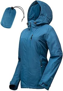 33,000ft Women's Waterproof Packable Rain Jackets Lightweight Breathable Windbreaker Raincoat Outdoor Windproof Running Golf Cycling Jacket with Hood Blue L