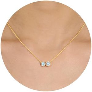 Sistble Christmas Gifts for Women, Aquamarine Necklace March Birthday Gifts for Women Gold Necklaces two Birthstone Grandma Mothers Day Gift Ideas Aquamarine Jewelry for Her