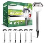 Signature Garden Premium Solar Garden Lights, Large 6 Pack Ultra Bright Solar Pathway Lights for Outdoor Garden, Patio, Flower Easy Wireless Installation, Resistant (Large, Stainless Steel, 15 Lumens)