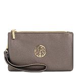 Handbag, clutchbag, Wristlet Clutch with Shoulder Strap Fit Phone (Silver Grey)