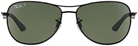 Ray-Ban Men's RB3519 Aviator Sunglasses, Matte Black/Green Polarized, 59 mm