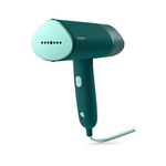 Philips 3000 Series Handheld Steamer - 1000W, 20 g/min Steam, Detachable 120ml Water Tank, Metal Soleplate, Heated Plate, Storage Pouch Included, 660 g Light Weight, Dark Green (STH3020/70)