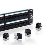 Lysymixs 48 Port RJ45 Patch Panel Cat6 Keystone, Network Patch Panel 19 Inch, Jacks Ethernet Patch Panel with Back Bar