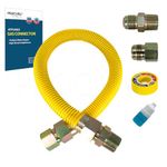 PROCURU 1" OD x 24" (2Ft) x 3/4"MIP x 3/4"FIP Gas Flex Connector Kit, Weatherproof Max-Flow High Capacity Stainless Steel with Yellow Coating for Tankless Water Heater (Blue Series)