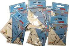 FISHZONE RIG PRO SERIES - 10 Packs of Single Type Commercial Quality - 2 Hook - PULLEY PENNELL Ready Tied Rigs - Sea Surf Casting Fishing (80lb Main) (10 x 2 hooks - size 5/0 and 3/0-50lb snood)