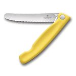 Victorinox Swiss Classic Profi Tomaten- und Tafelmesser, Extra Scharfe Klinge, Wellenschliff, 11 cm, Rostfreier Stahl, Gelb