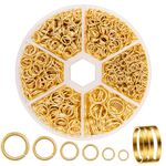 JOISHOP 1200pcs Jump Rings Kit, Gold Metal Open Jump Rings Connector Rings with Opener Tool for Jewelry Making DIY Bracelet Earring Necklace Charms Repair (4mm 5mm 6mm 7mm 8mm 10mm)