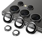 JETech Camera Lens Protector for Samsung Galaxy S24 Ultra, 9H Tempered Glass Metal Individual Ring Cover, Easy Installation Tray, HD Clear, 1 Set (Black)