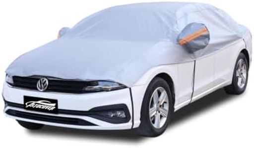 AltoCover Half Car Cover, Windshield Cover for Ice and Snow with Cotton Liner, Hail Protector Car Cover Waterproof All Weather for Snow, Sun, Rain, Dust, UV Protection Fit Sedan Universal