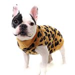 Haokaini Dog Sweater Pet Warm Clothes Dog Knitted Wool Vest Coat Dog Leopard Pattern Winter Jumper Apparel for Small Medium Dogs Cat (Small, yellow)