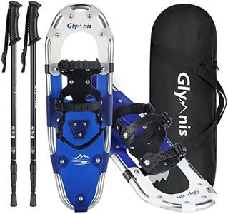 Glymnis Snowshoes Lightweight for Men Women Kids, Aluminum Alloy Snow Shoes with Trekking Poles and Carrying Tote Bag, 21"/25"/30"