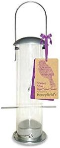 Honeyfields Hanging Wild Bird Nyjer Seed Feeder Made of Brushed Stainless Steel & Heavy Duty for use in Garden & Outdoors