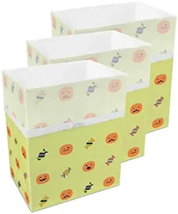 Clean Cubes 13 Gallon Disposable Trash Cans (3-Pack). Reusable Garbage and Recycling Bins for Parties, Events, and More (Halloween - 18" Tall x 14" Wide 10" Deep)